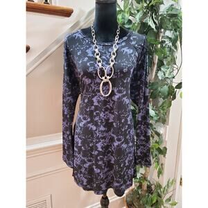 Livi Women Black & Purple Long Sleeve Top Blouse Asymmetrical Back Tie 14/16